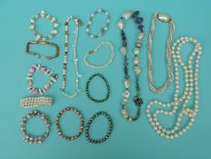 A large freshwater pearl necklace, four strand pearl necklace,