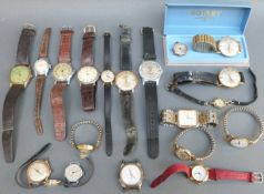 Nineteen various ladies and gentleman's wristwatches including a 9ct Art Deco example, Smiths,
