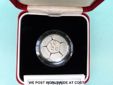 A cased UK silver proof Piedfort £2 coin 1996 Celebration of Football with certificate