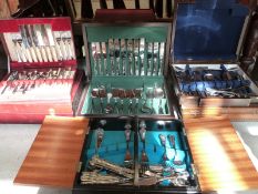 Six stainless steel and other canteens of cutlery,