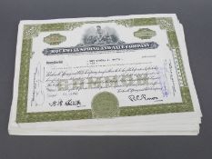 Approximately 100 Rockwell Spring and Axle Company USA share certificates stamped with various