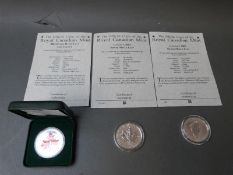 Three Canadian Royal Mint silver maple leaf five dollar coins, 2001 (cased),