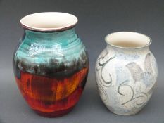 Two Poole pottery vases.