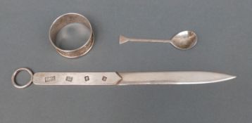 A modern hallmarked silver letter opener, London 1972 maker's mark Irena Rushton, length 23cm,