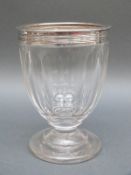 A Georgian hallmarked silver mounted cut glass goblet, London 1792, makers mark IT,