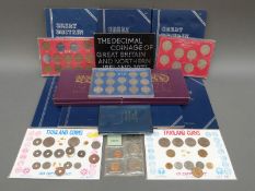 Five uncirculated UK coin sets 1970 etc together with a further quantity of coin sets with silver