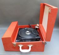 Fidelity c1970 portable record player with BSR turntable in red finish