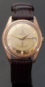 Venus Routemaster 18ct gold gentleman's wristwatch with date aperture, arrow markers,