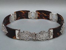 A Victorian Asprey hallmarked silver and tortoiseshell nurse's belt,