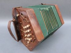Viceroy Anglo/German 30 key concertina with wooden fretworked ends and eight fold green bellows
