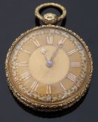 William Hickman Borough 18ct gold gentleman's pocket watch with engine turned self coloured face,