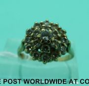 A 9ct gold ring set with paste (size K)