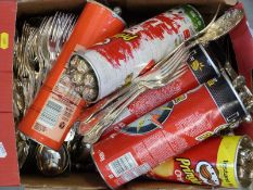 A large quantity of silver plated and stainless steel King's pattern cutlery including Viners and