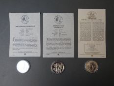 Three silver Britannia coins comprising 1998,
