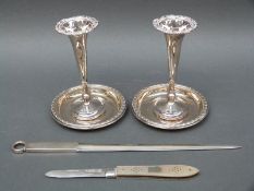 A hallmarked silver letter opener formed as a meat skewer, Birmingham 1962 maker Adie Brothers,