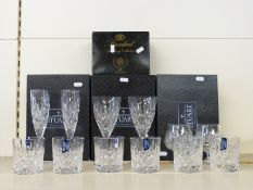 A set of six Stuart Crystal cut glass tumblers together with four matching wine glasses and a pair