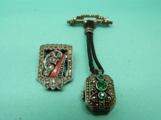 Two silver and marcasite items