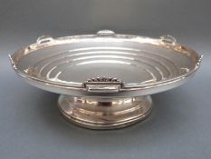 An Art Deco hallmarked silver tazza of stepped design, Birmingham 1934 maker William Devenport & Co,