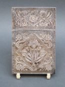 A silver filigree card case with pierced decoration, 9cm long,