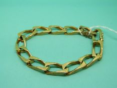 An 18ct gold bracelet made up of textured angular links, 40.8g.