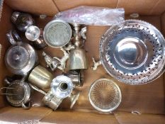 A collection of silver plated items including tea set, vases etc.