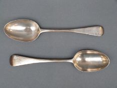 A pair of Victorian hallmarked silver dessert spoons, London 1852 maker George W Adams, length 17.