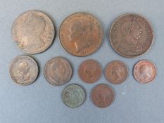 A collection of Victorian and Georgian copper to include half farthings, 1813 George III one stiver,