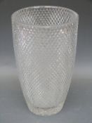 A large hobnail cut glass vase,