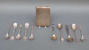 A continental white metal bark effect cigarette case together with a quantity of hallmarked silver