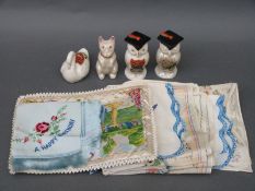 Two Carltonware pieces with lucky heather, one an owl and the other a dog,