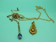 A yellow metal Victorian pendant,