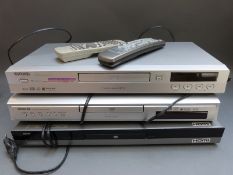 Three DVD players comprising Toshiba, Aiwa,