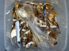 A quantity of gold plated cutlery