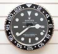 Rolex advertising clock black submariner style,