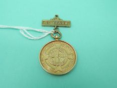 A hallmarked 9ct gold Great Western Railway fob for 15 years First Aid Efficiency, weight 9.