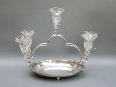 A plated five branch epergne fruit dish,