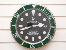 Rolex advertising clock green submariner style,