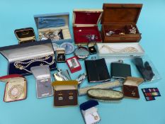 A collection of costume jewellery to include faux pearls, silver rings, silver jewellery,