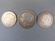 An 1845 young head Victorian crown with wreath reverse, F,