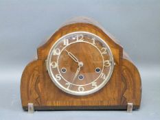 An Art Deco mantel clock with Haller three train movement,