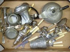 A quantity of silver plated and other metalware to include hammered pewter,
