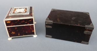 A Vizagapatam ivory inlaid trinket or jewellery box and a 19th or early 20th century tortoiseshell