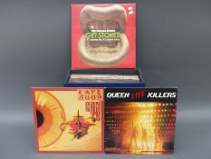 A case of LPs including Kate Bush, Boomtown Rats (3), and T Rex,