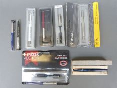Nine Parker fountain and ballpoint pens including a Parker 17,