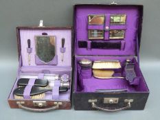 W & J Milne Edinburgh cased travelling vanity set including brushes, mirror etc.