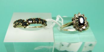 Two 9ct gold rings set with sapphires