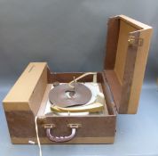 Regentone Handygram c1950s portable record player in two tone brown finish
