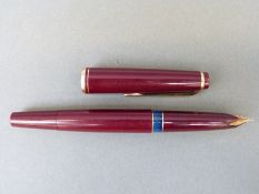 Mont Blanc No 22 fountain pen with sapphire inset barrel and yellow metal fittings
