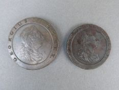 A cartwheel two pence 1797 together with a cartwheel penny
