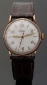 Rotary 9ct gold gentleman's wristwatch with Arabic numerals, luminous hands and cream face,